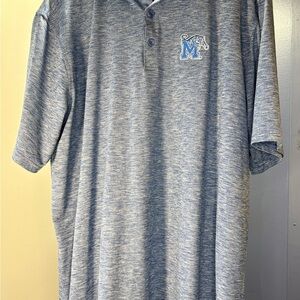 Antigua Blue Heather University of Memphis Tigers Polo Shirt